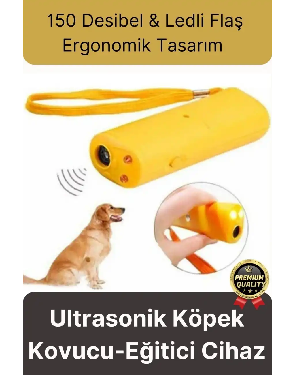 Premium Susturucu Sensör Pilli 9Volt 150 Desibel Ledli Flaş Ultrasonik Köpek Eğitici Cihaz