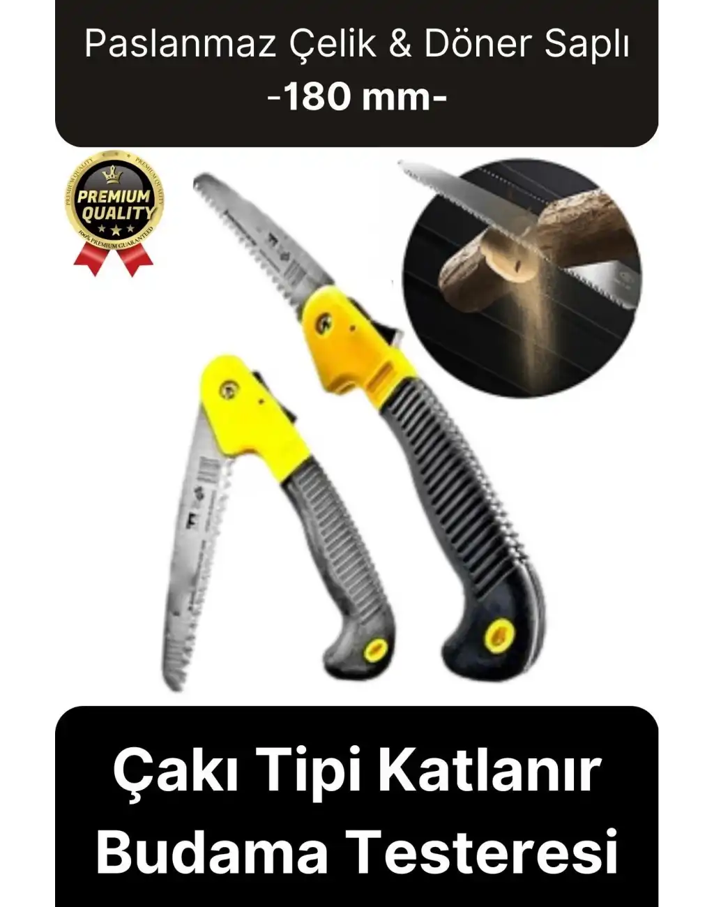 Dayanıklı Kaliteli Paslanmaz Çelik Döner Saplı Kamp Bahçe Katlanır Budama Testeresi Çakı Tipi 180 Mm