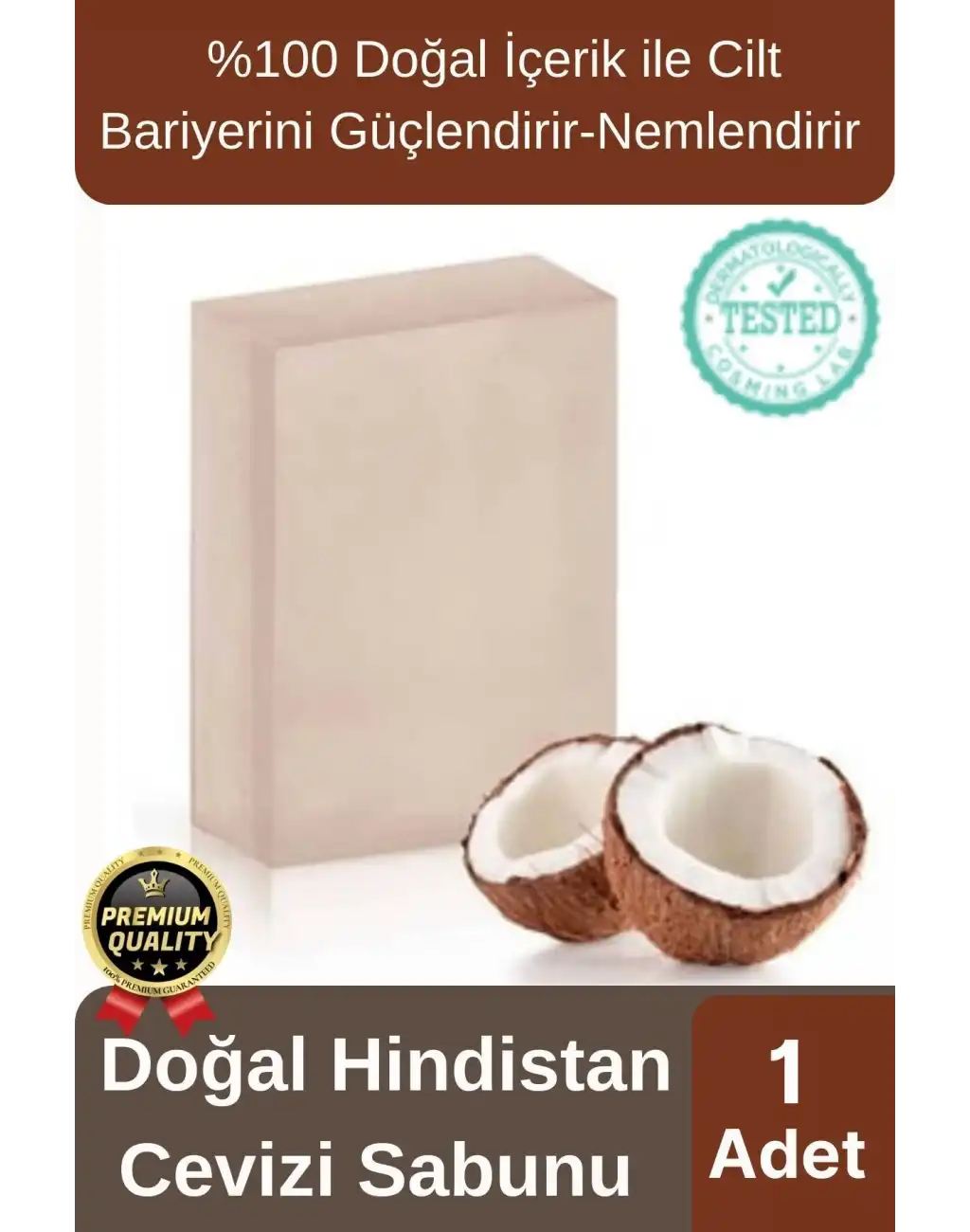 Organik Ferah Koku Cilt Bariyerini Güçlendirir Nemlendirir %100 Doğal Hindistan Cevizi Sabunu 1 Adet