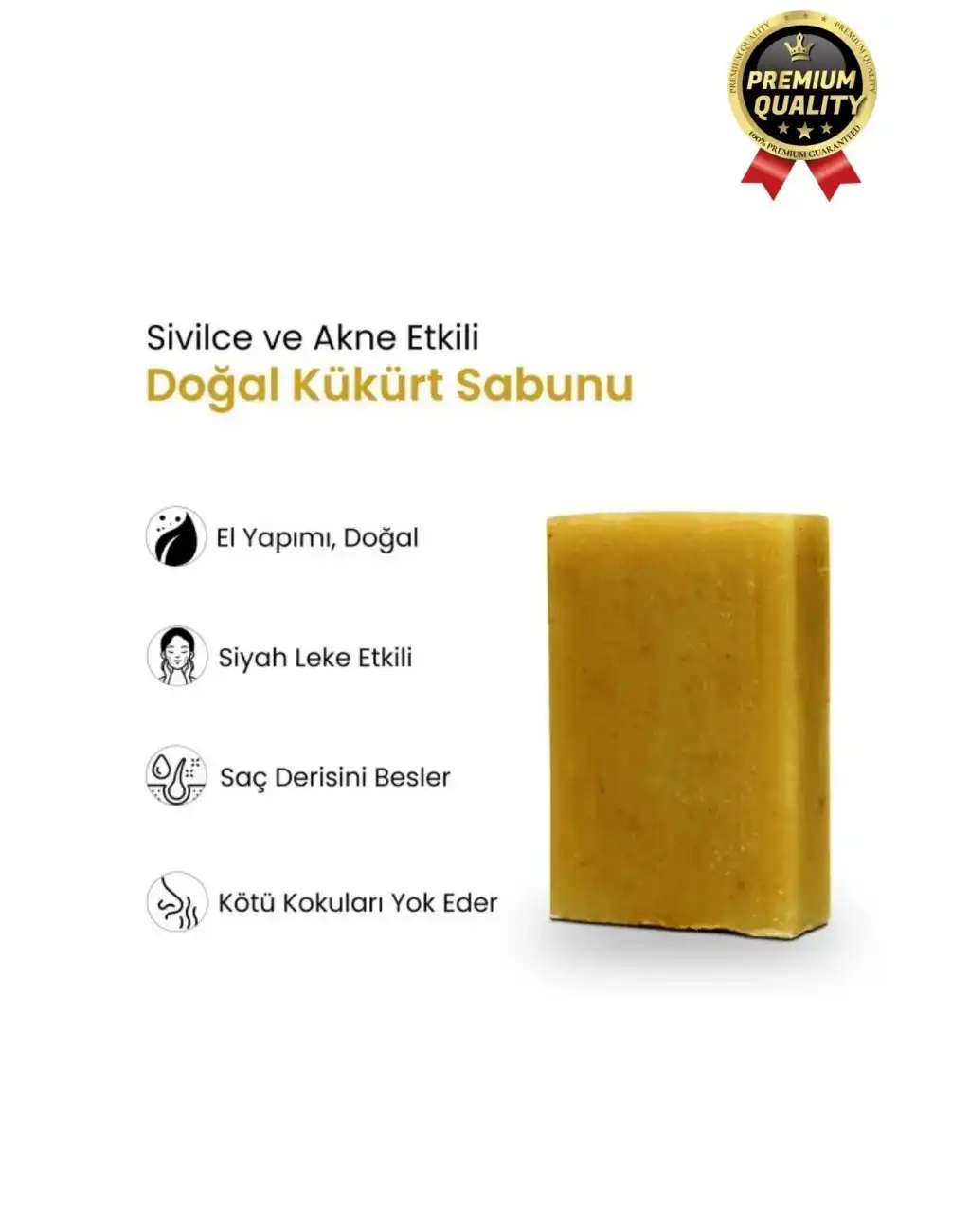 Organik El Yapımı Ferah Koku Cilt Bariyerini Güçlendirir Nemlendirir %100 Doğal Kükürt Sabunu 1 Adet