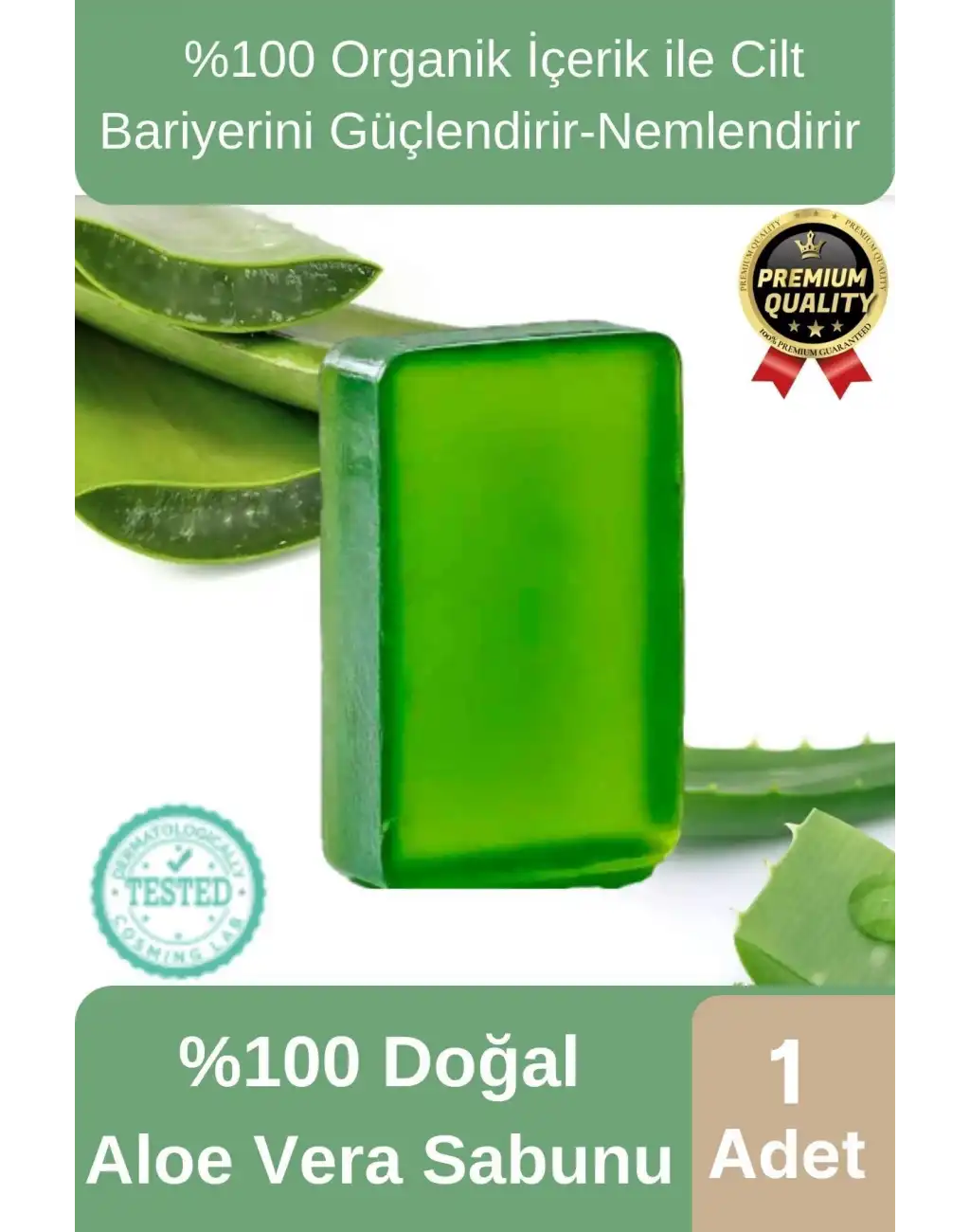Organik Ferah Koku Cilt Bariyerini Güçlendirir Nemlendirir %100 Doğal Aloe Vera Sabunu 1 Adet