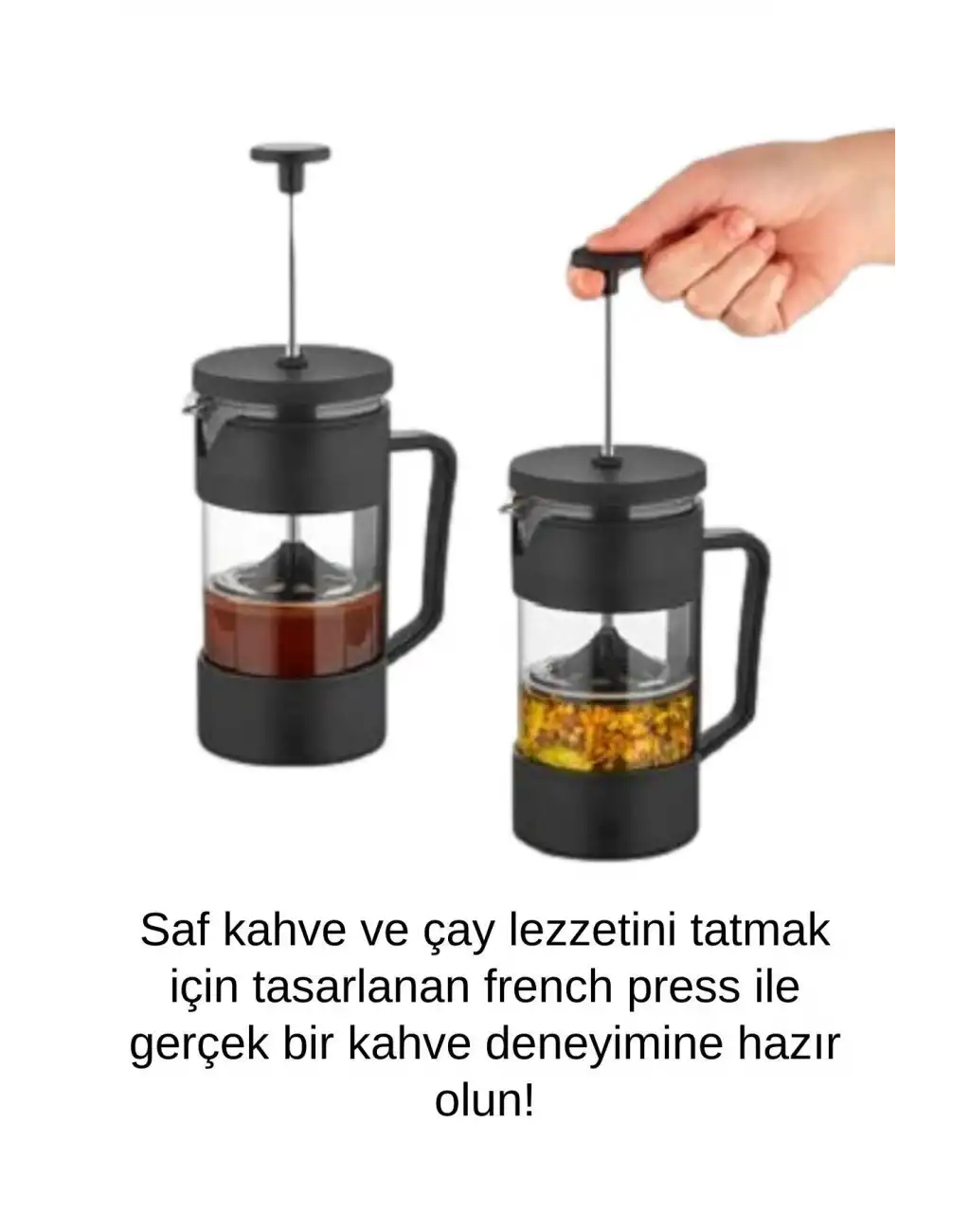 Premium Kalite Dayanıklı Isıyı Koruyan Filtre Kahve Bitki Çayı Demleme Siyah French Press 200 ml