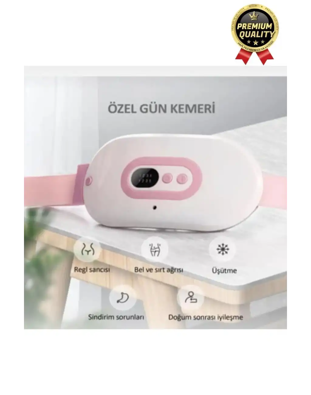 Kadınlar İçin Titreşimli Isı Veren Ağrı Azaltan Sıcak Tutan Dijital Özel Gün Regl Adet Bel Kemeri