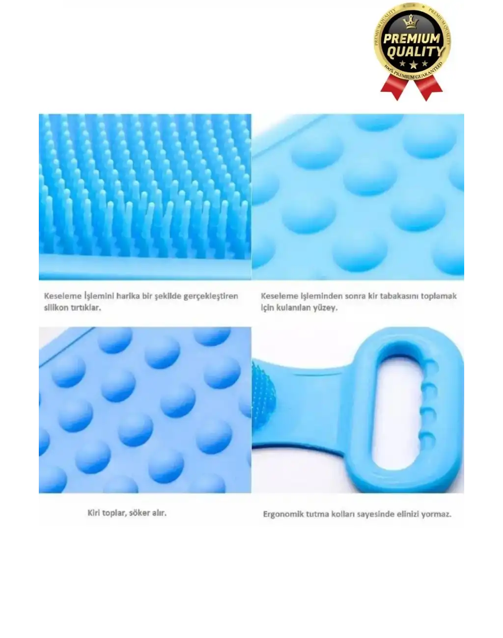 Yıkanabilir Back Scrubber Masaj Etkili Silikon Çift Taraf Duş Lifi Banyo Sırt Kesesi Büyük Boy 70cm