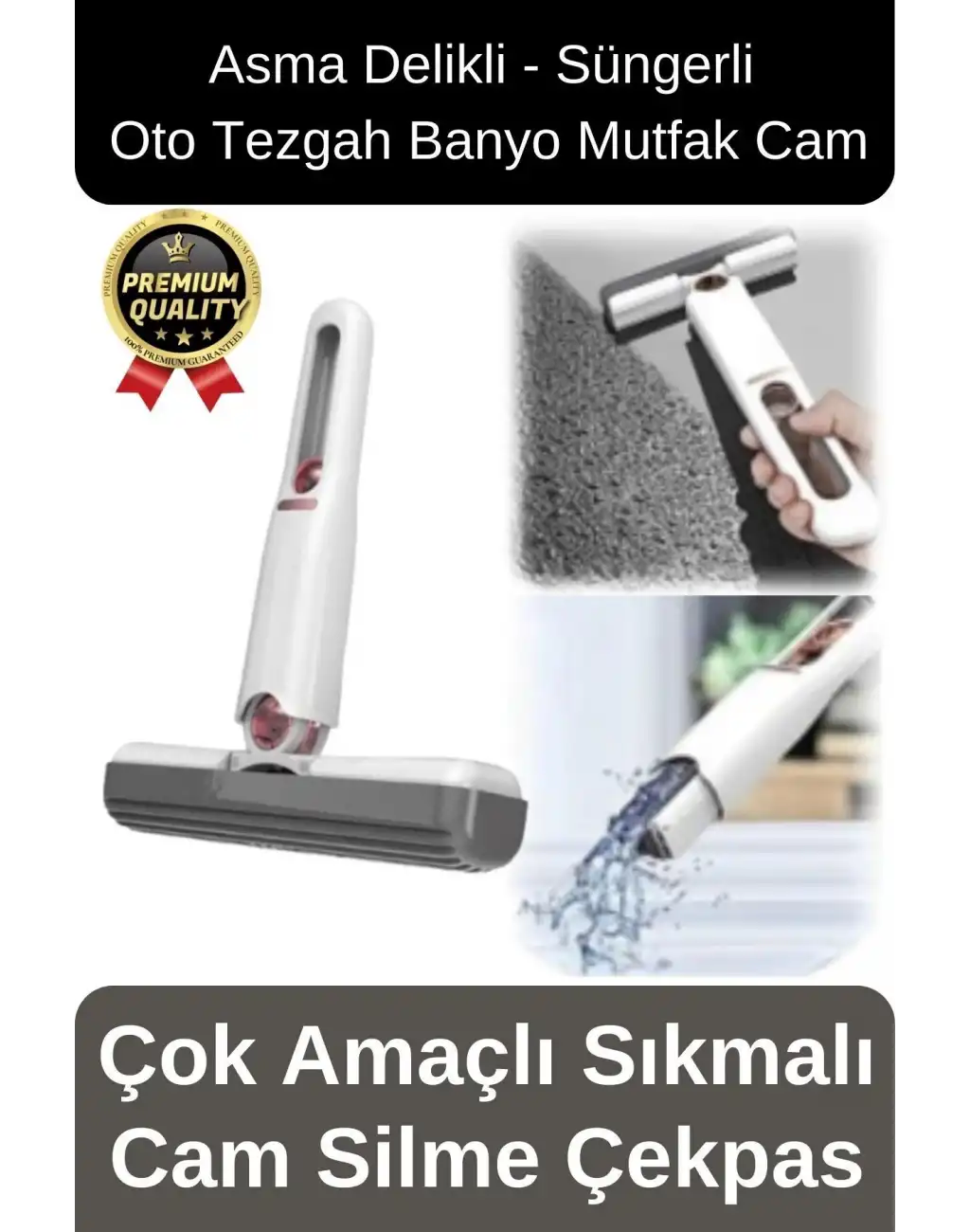 Çok Amaçlı Taşınabilir Pratik Sıkmalı Sünger Oto Tezgah Banyo Mutfak Cam Temizleme Silme Çekpas Mop