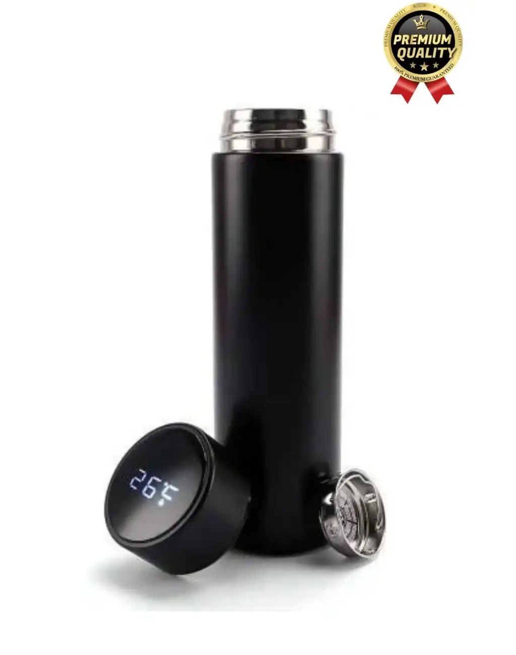 Premium Alite Gıda Sınıfı 201 Paslanmaz Çelik Sıcaklık Göstergeli Sızdırmaz Dijital Led Siyah Termos