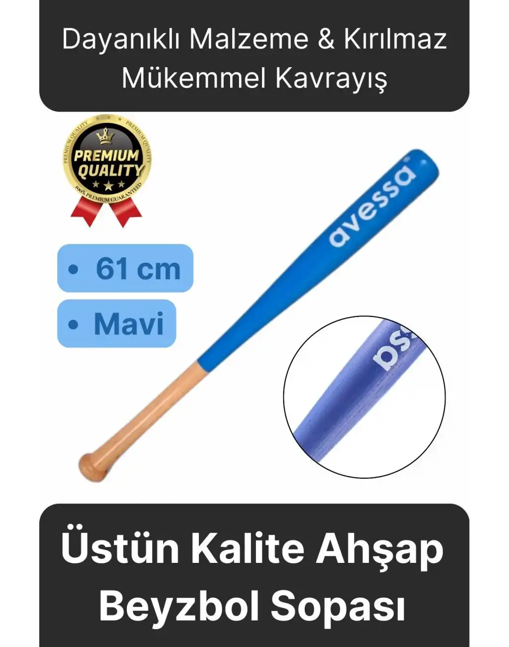 Üstün Kalite Dayanıklı Malzeme Kırılmaz Mükemmel Kavrayış Ahşap 28 inc Baseboll Beyzbol Sopası 61Cm