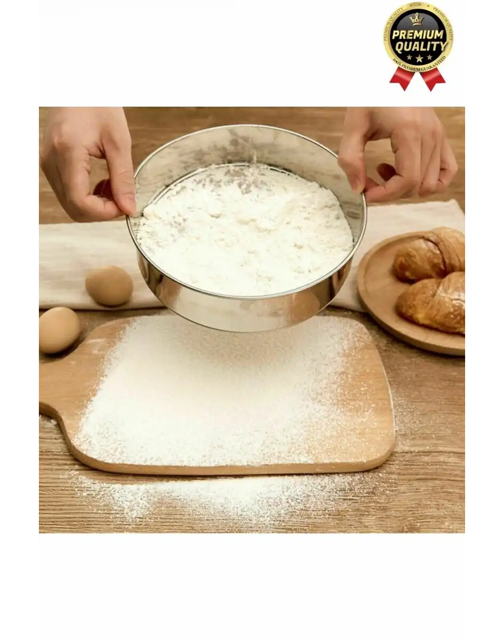 Premium Sağlam Paslanmaz Çelik Ultra İnce Örgü Filtre Mutfak Süzgeç 3lü Un Şeker Pirinç Eleği Seti