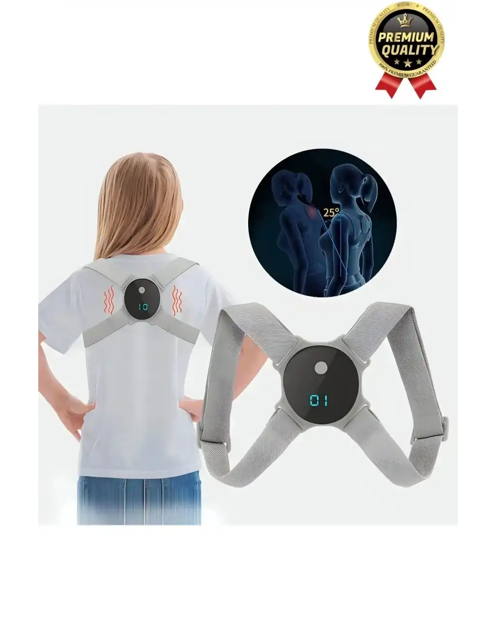 Kamburluk Önleyici Destek Şarjlı Sensörlü Ayarlanabilir Titreşimli Akıllı Dik Duruş Sırt Korsesi