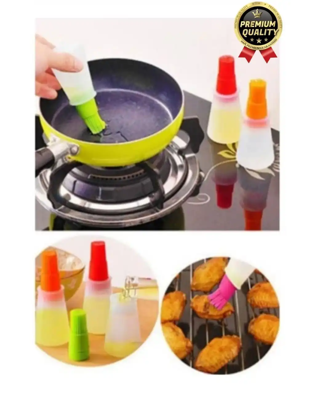 Çok Amaçlı Uzun Ömürlü Damlatılabilir Sürülebilir Yağ Sos Yumurta Hazneli Silikon Fırçalı Yağdanlık