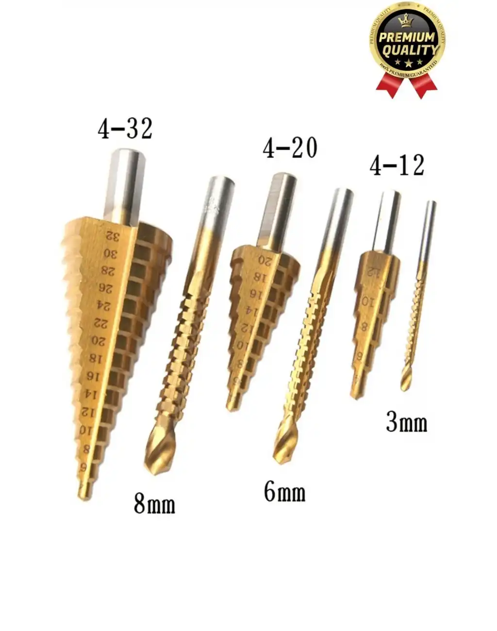 Çok Fonksiyonlu Çift Yiv Sistemli Kademeli Çatlatmadan Kesim Matkap Ucu Sac Delme 6 Parça Panç Seti