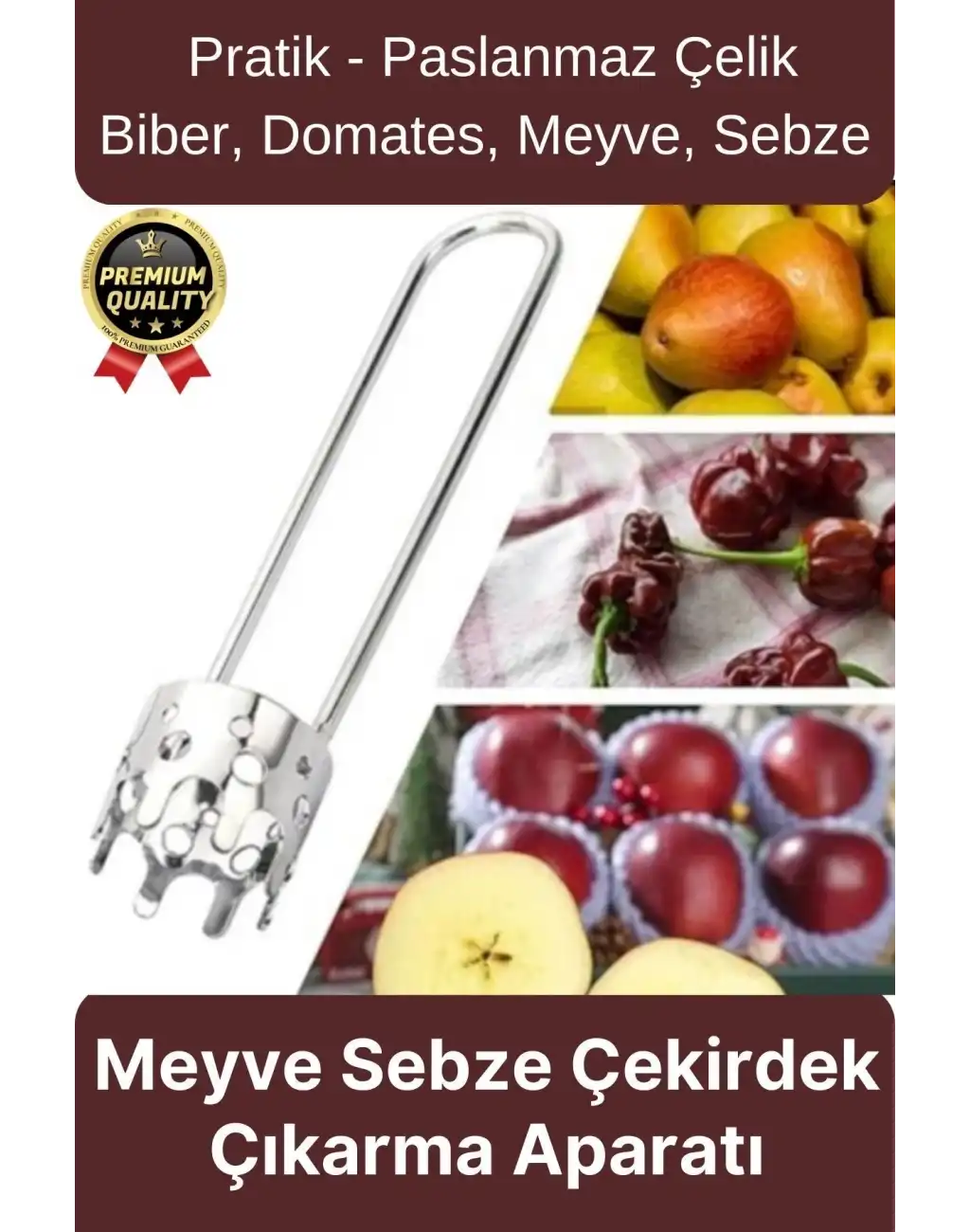 Çok Amaçlı Sağlam Pratik Paslanmaz Çelik Biber Domates Meyve Sebze Çekirdek Çıkarıcı Oyacak Aparatı