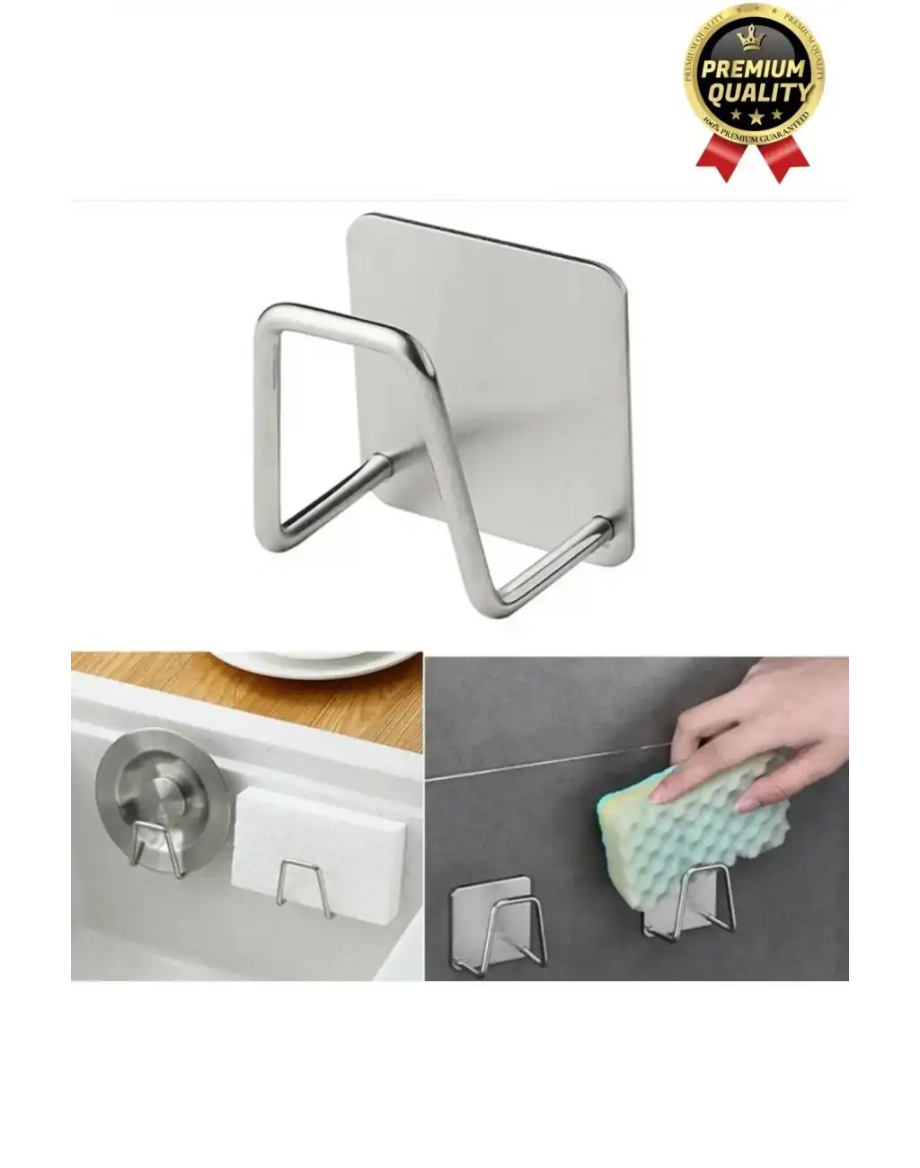 Paslanmaz Çelik Suya Dayanıklı Evye Düzenleyici Yapışkanlı Bulaşık Süngeri Tutucu Drenaj Askısı