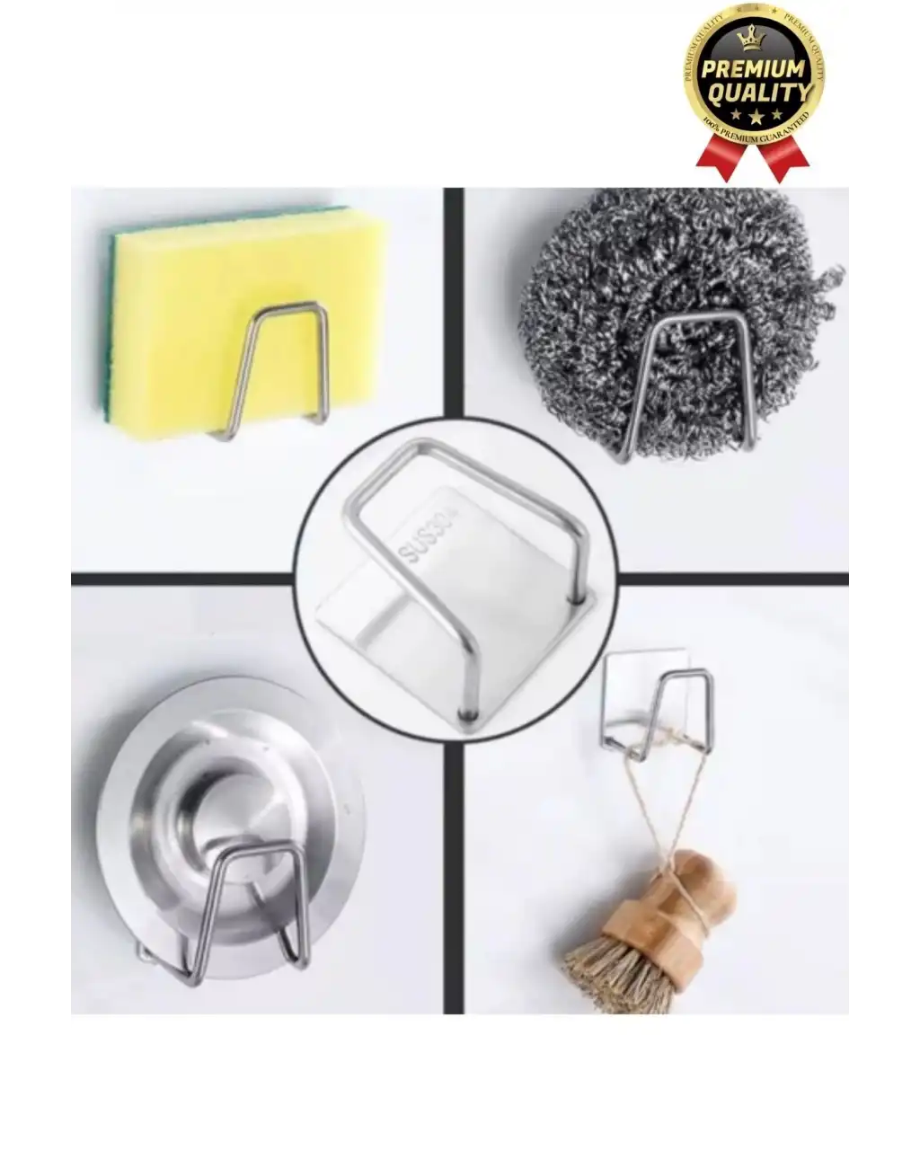 Paslanmaz Çelik Suya Dayanıklı Evye Düzenleyici Yapışkanlı Bulaşık Süngeri Tutucu Drenaj Askısı