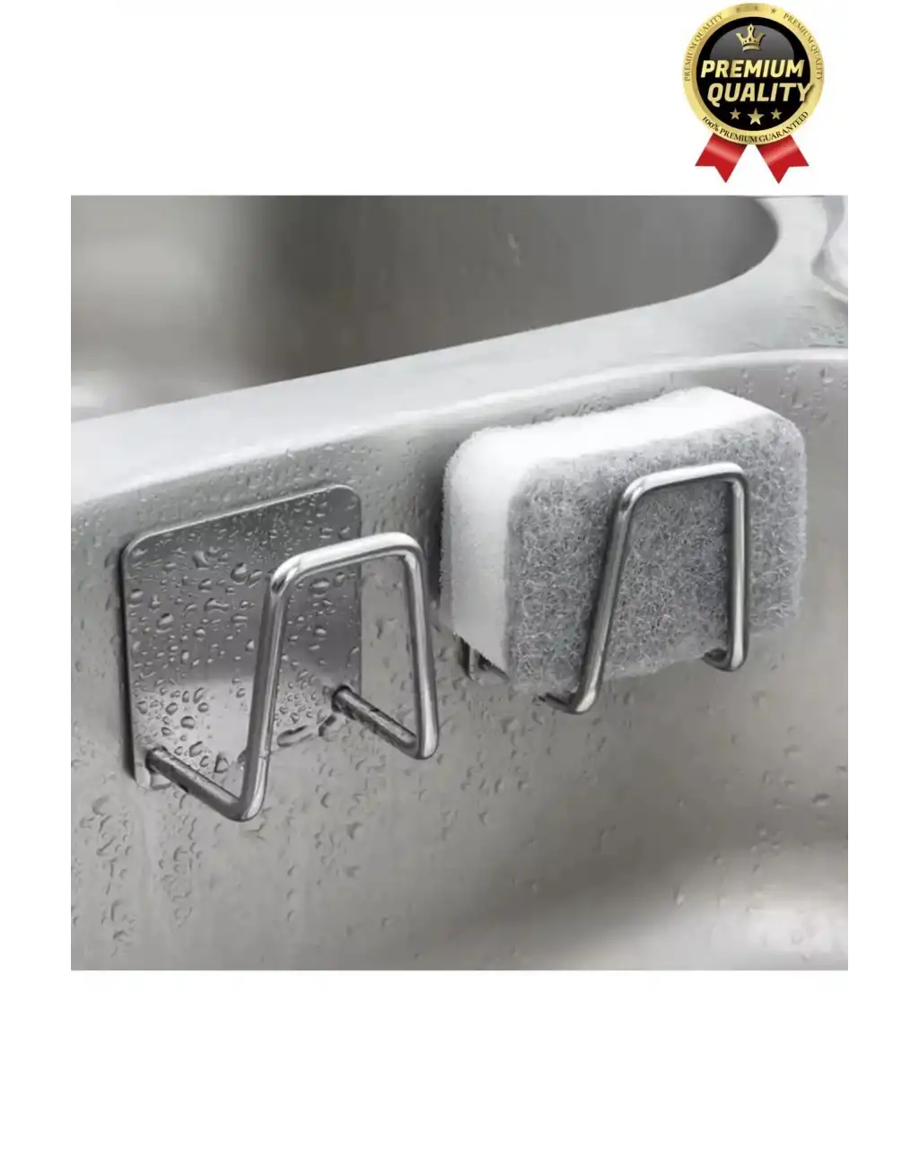 Paslanmaz Çelik Suya Dayanıklı Evye Düzenleyici Yapışkanlı Bulaşık Süngeri Tutucu Drenaj Askısı