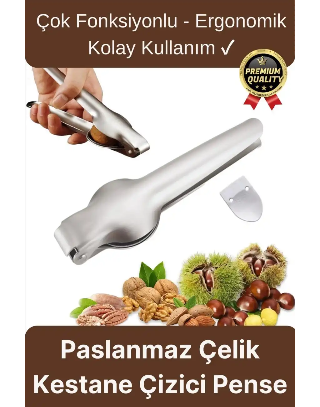 Çok Fonksiyonlu Ergonomik Kaymaz Paslanmaz Çelik Kabuk Kırma Açma Aleti Metal Kestane Çizici Pense