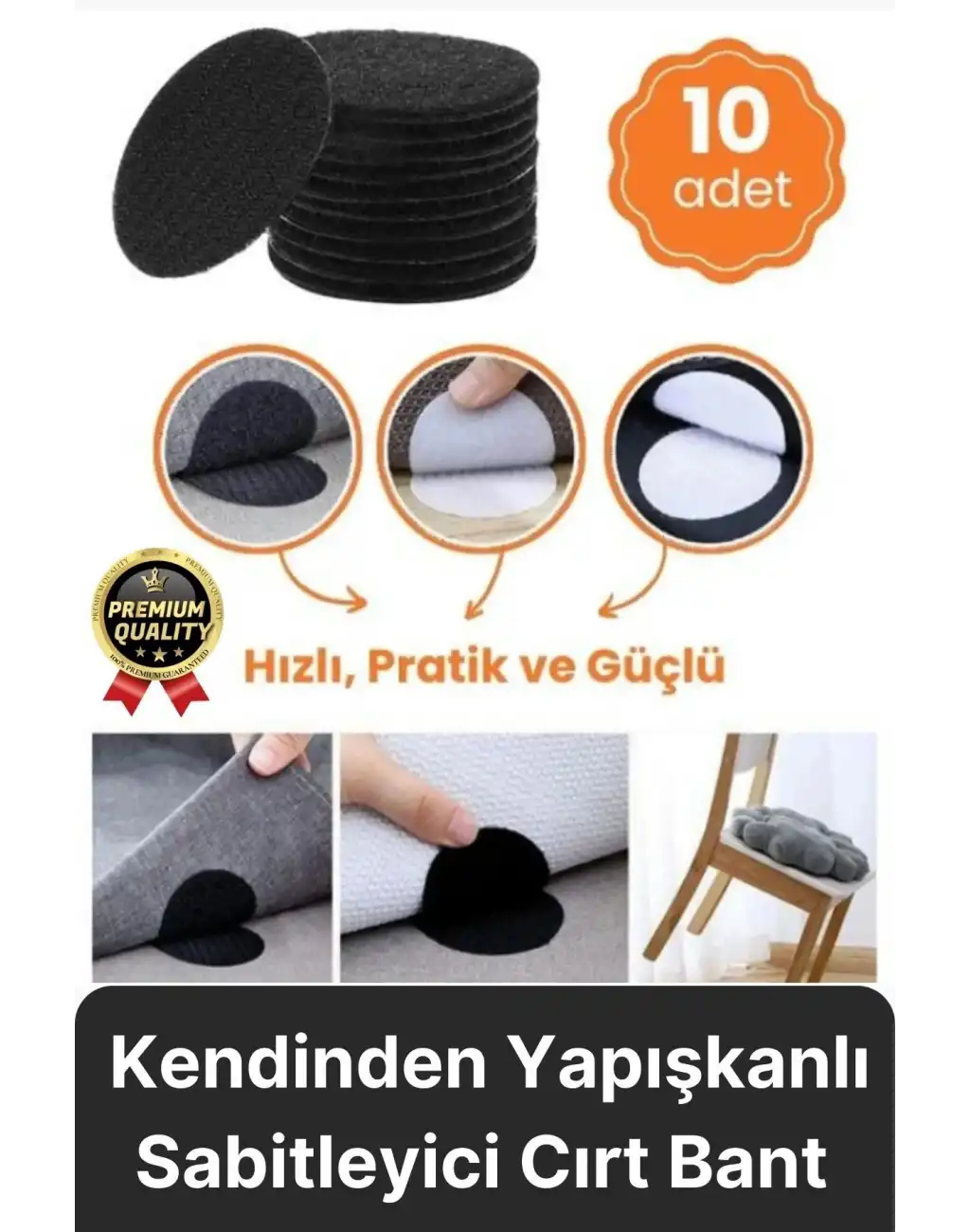 Çok Amaçlı Sabitleyici Kaydırmaz Kendinden Yapışkanlı Yıkanabilir Halı Kilim Koltuk Cırt Bant 10 Adt