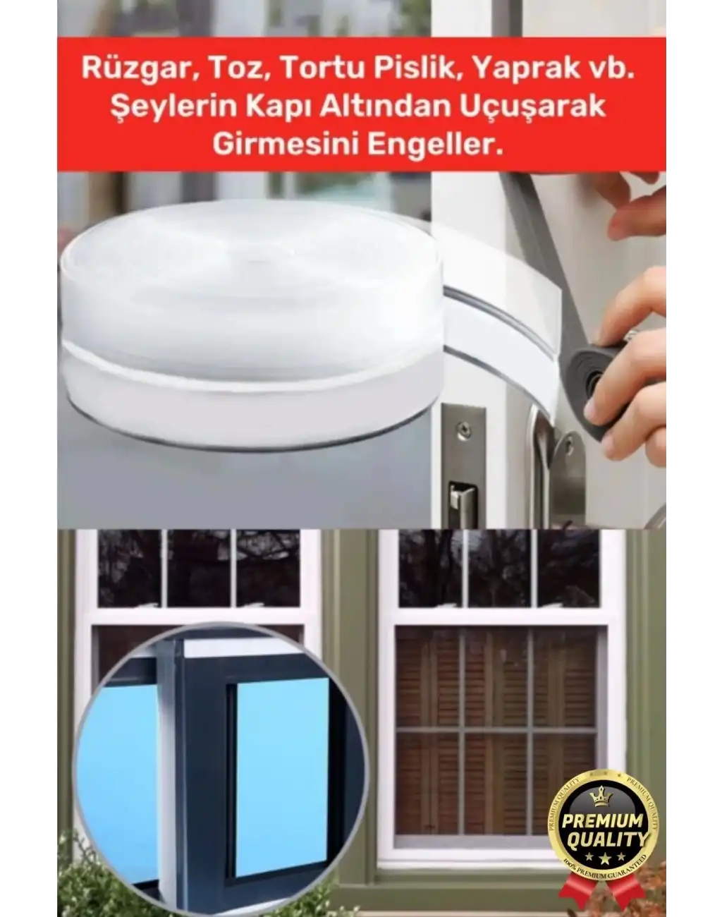 Şeffaf Silikon Rüzgâr Soğuk Böcek Engelleme Cam Kapı Pencere İzolasyon Yalıtım Şerit Bant 5mt 1 Adet
