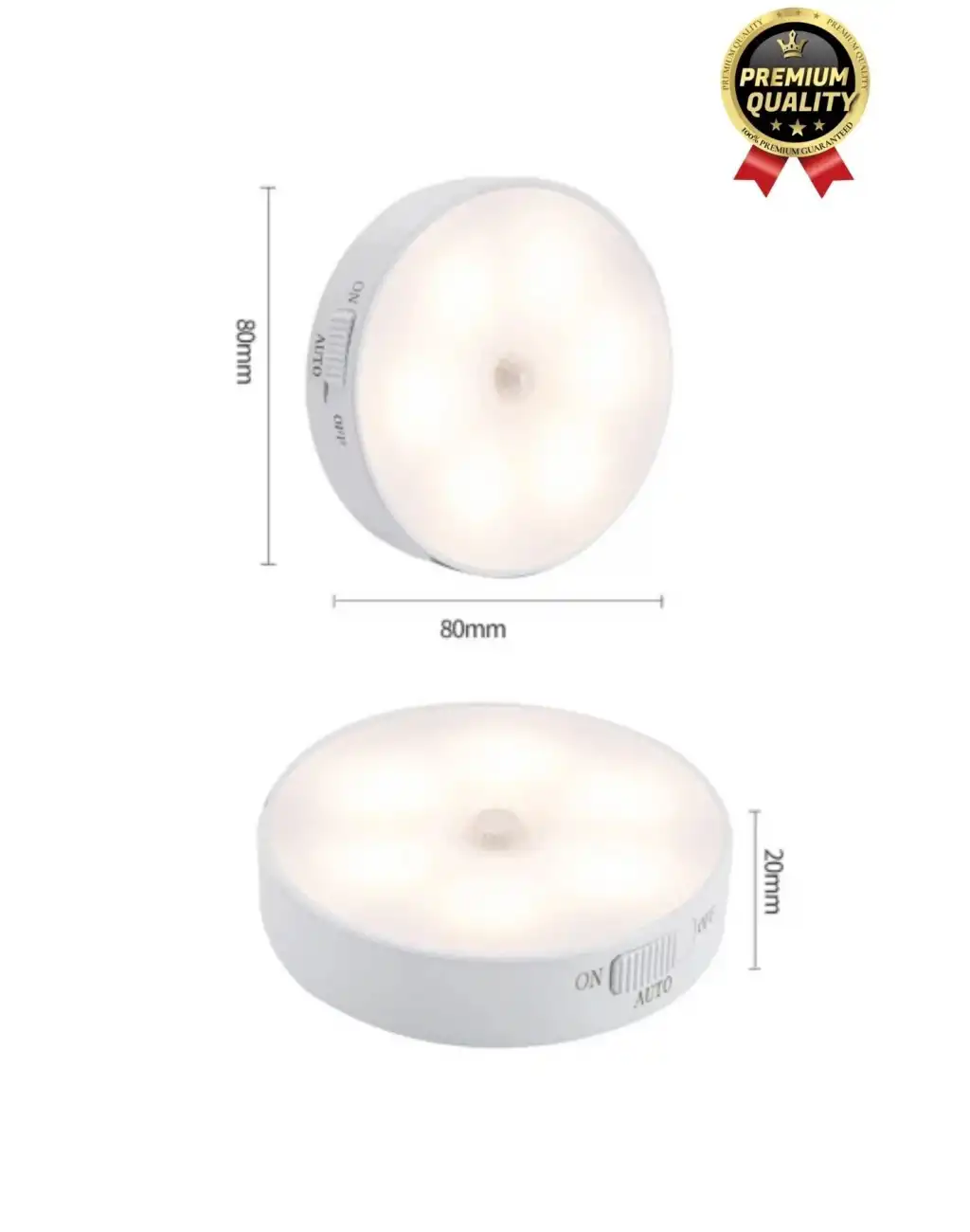 Premium Hareket Sensörlü Usb Şarj Edilebilir Mıknatıslı 3 Mod 8 Ledli Beyaz Işık Gece Lambası 1 Adet