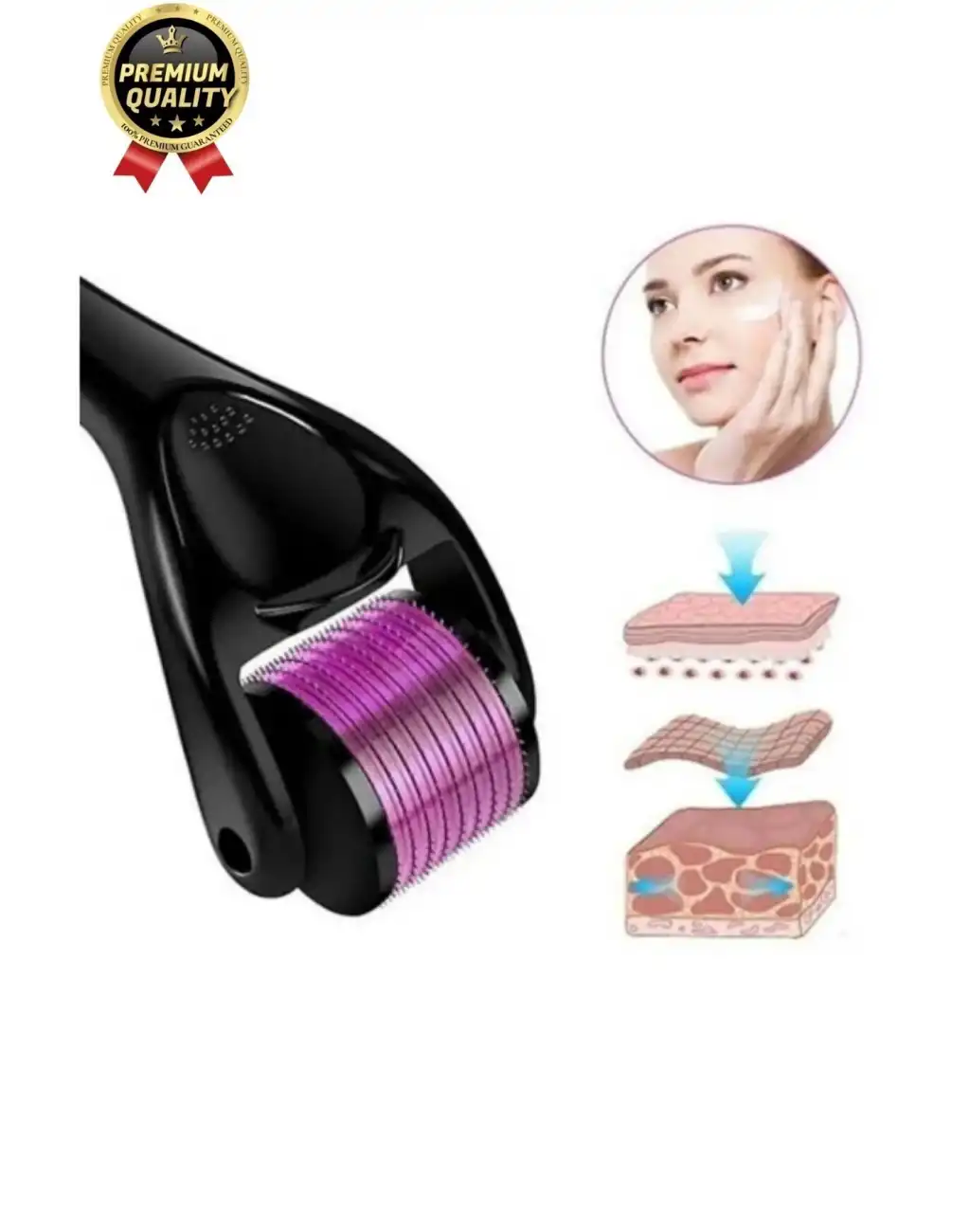 Premium Cilt Bakım ve Yüz Masaj Aleti Vücut Yenileme Titanyum Uçlu 540 İğneli Dermaroller 0,50 mm