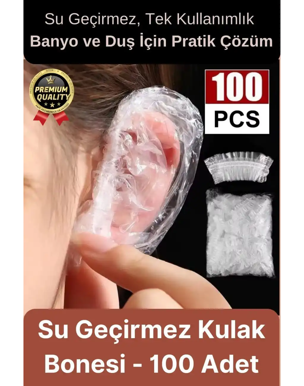 Çok Amaçlı Pratik Dayanıklı Elastik Tek Kullanımlık Banyo Duş Su geçirmez Kulak Bonesi 100 Adet