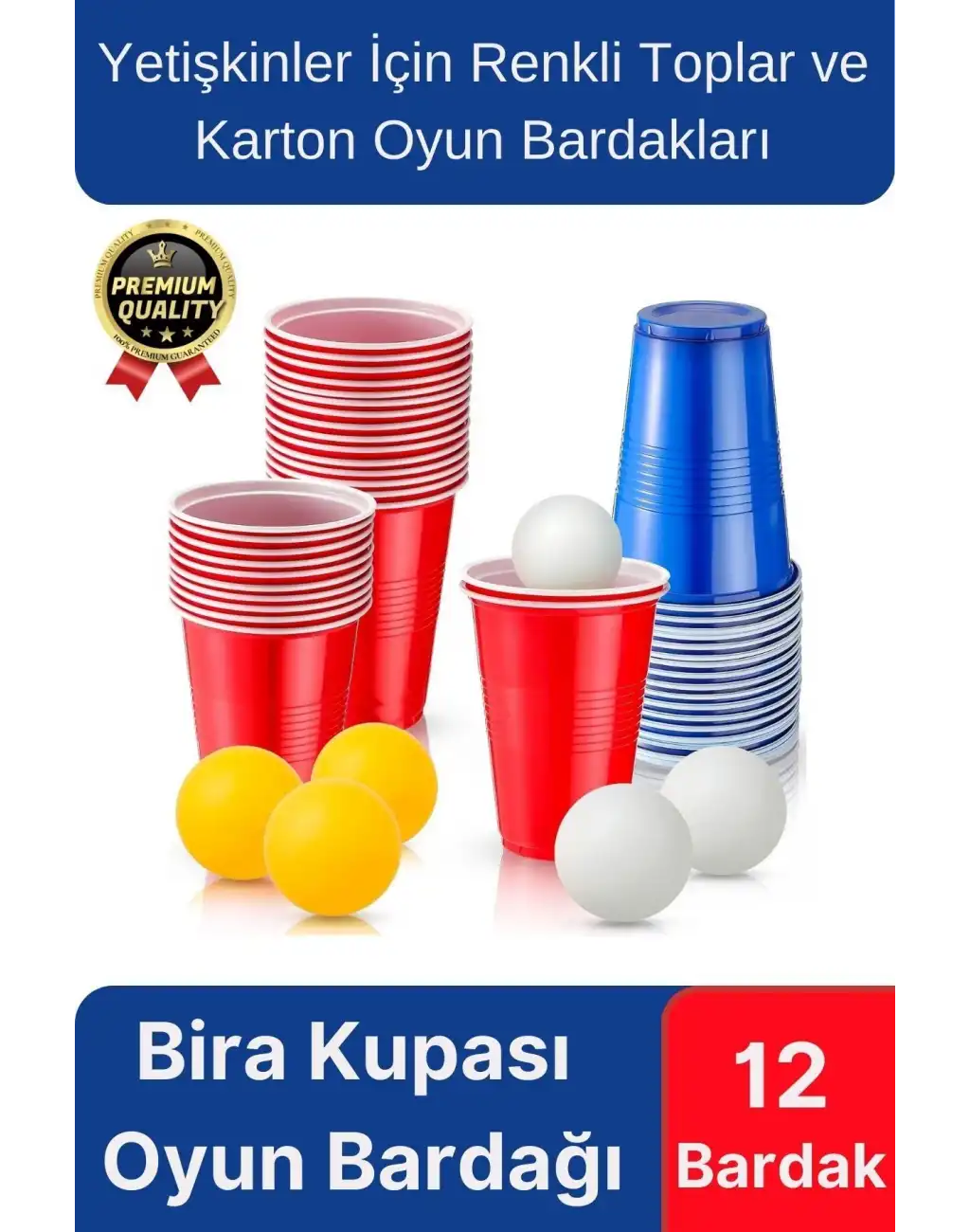 Özel Gün Beer Pong Yetişkin Eğlence Parti Malzemeleri İçki Bira Renkli 12 Toplu Karton Oyun Bardağı