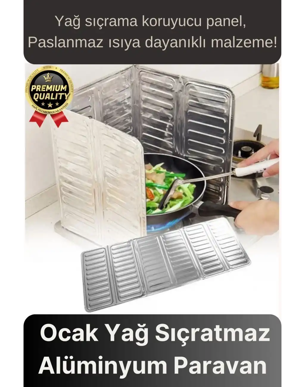 Katlanabilir Kolay Silinir Paslanmaz Ocak Kızartma Pişirme Yağ Sıçrama Koruyucu Alüminyum Paravan