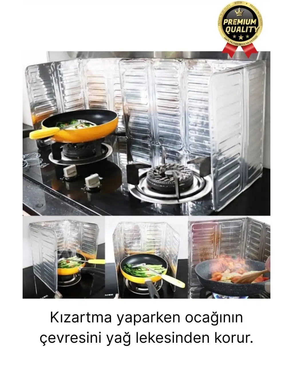 Katlanabilir Kolay Silinir Paslanmaz Ocak Kızartma Pişirme Yağ Sıçrama Koruyucu Alüminyum Paravan