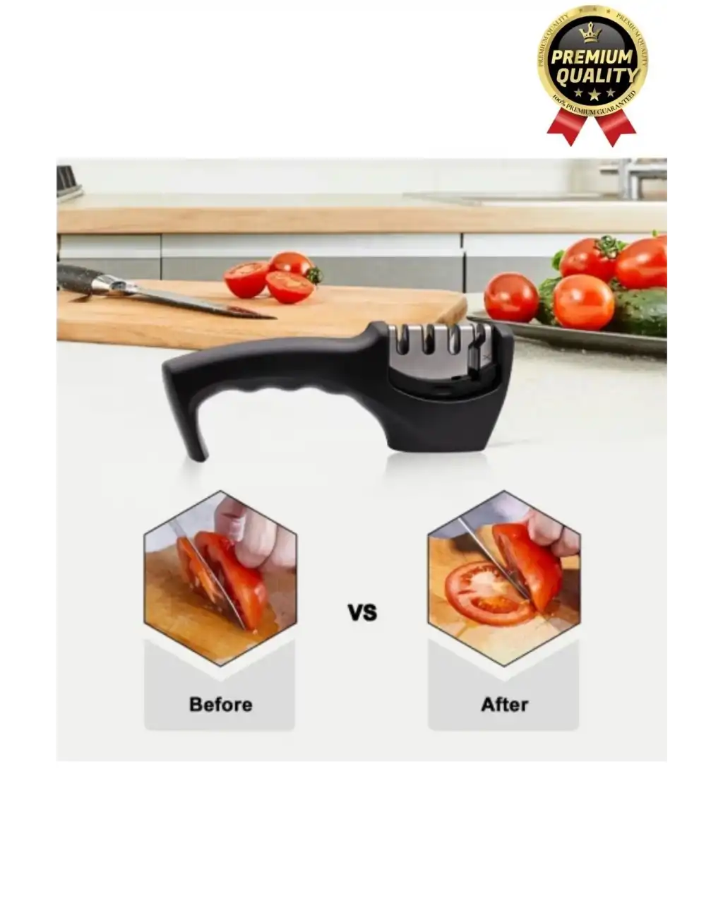 Profesyonel Ergonomik Pratik Keskin Paslanmaz Çelik Şef Mutfak 3 Kademeli Kolay Bıçak Bileme Aleti