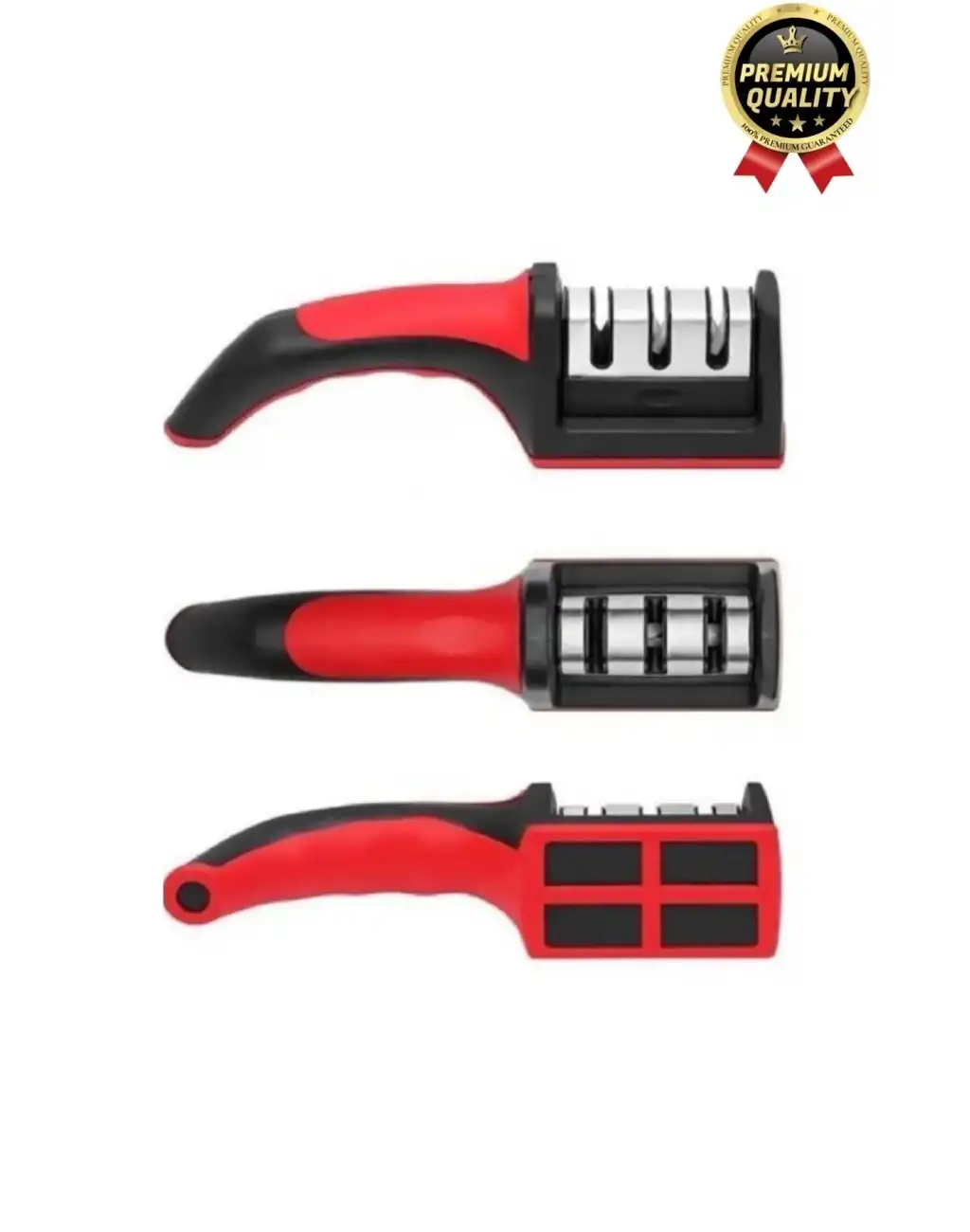 Profesyonel Ergonomik Pratik Keskin Paslanmaz Çelik Şef Mutfak 3 Kademeli Kolay Bıçak Bileme Aleti