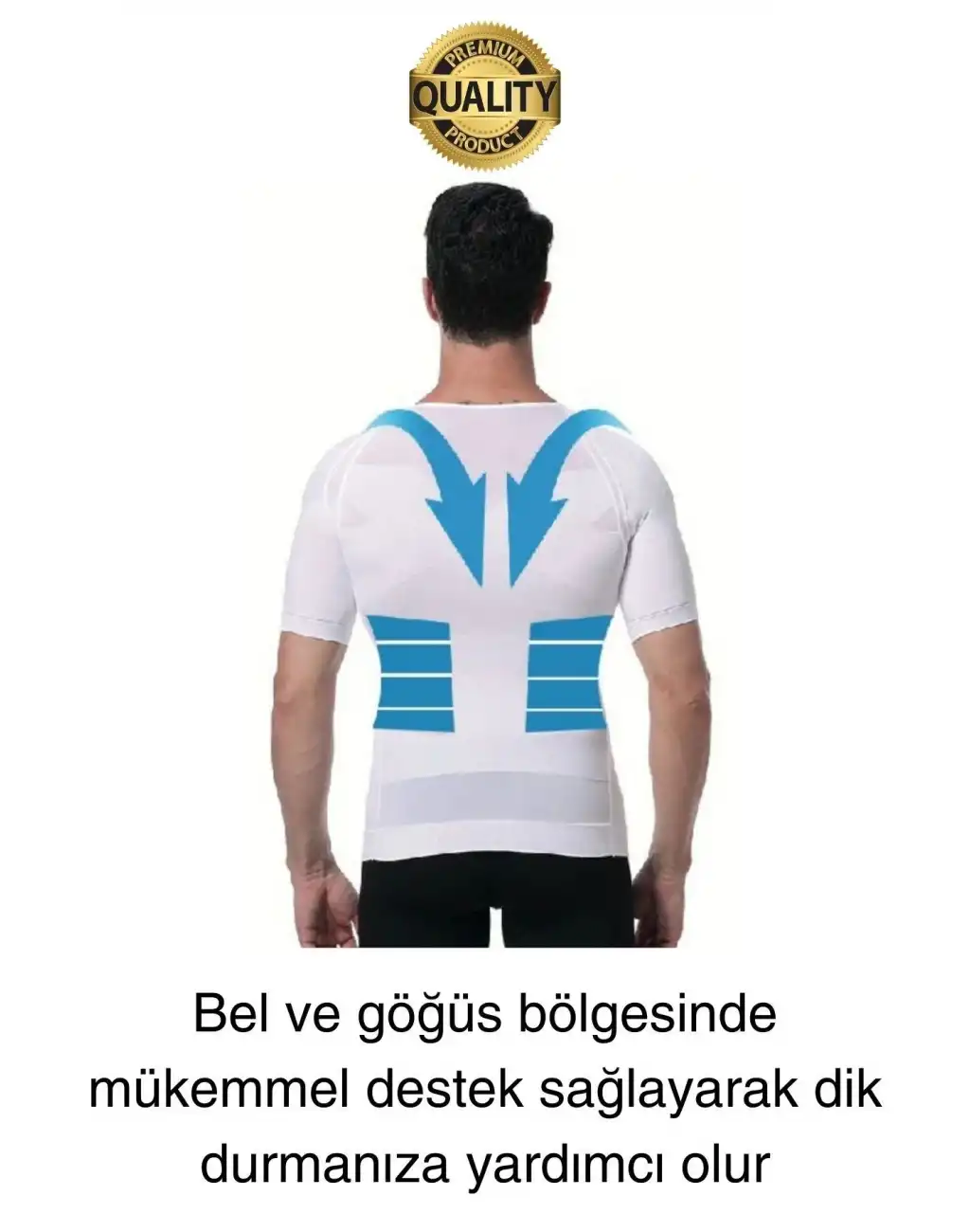 Beyaz Renk Erkek Bel Göğüs Dik Duruş Korsesi Atlet Jinekomasti Göbek Sıkılaştırıcı Toparlayıcı