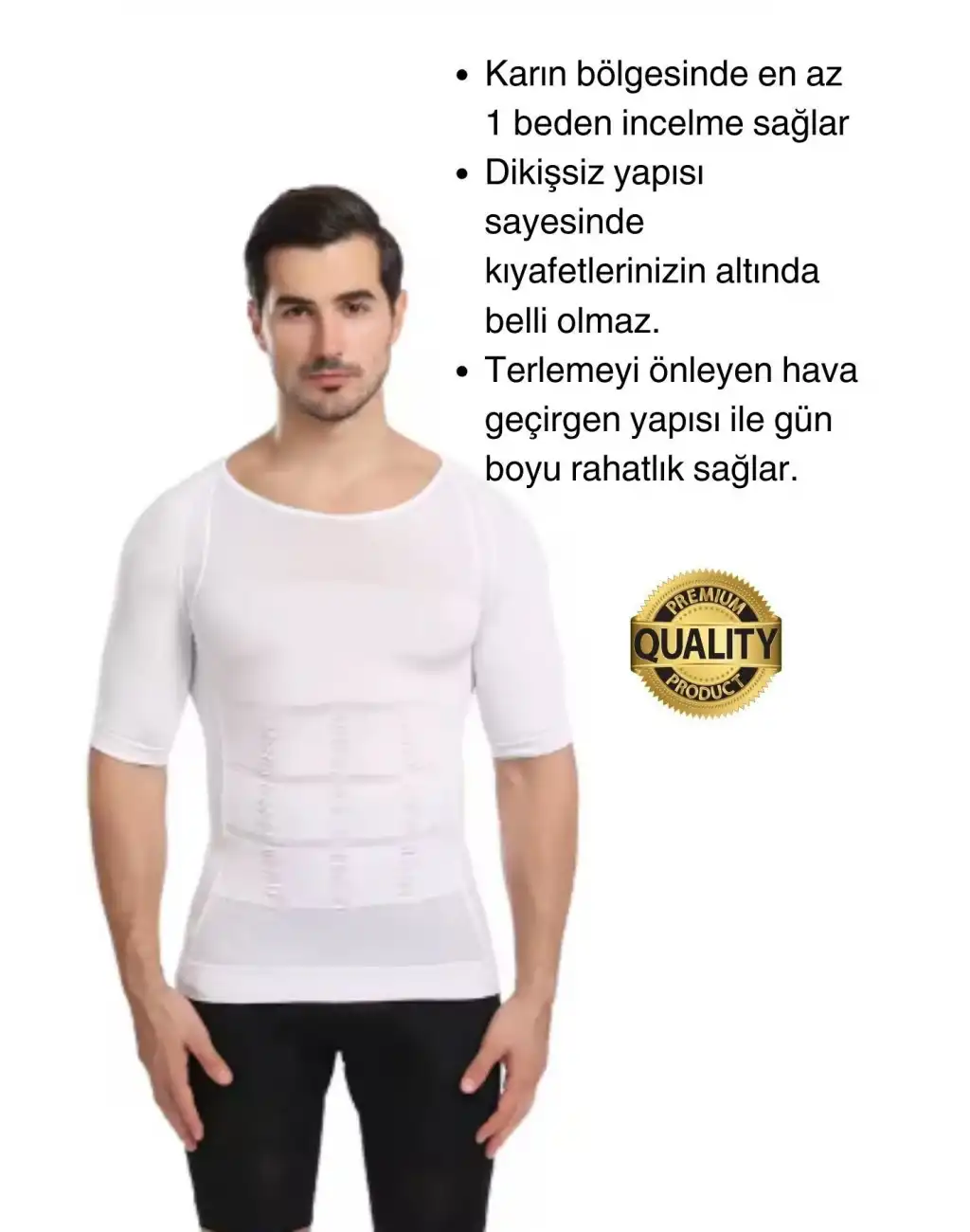 Beyaz Renk Erkek Bel Göğüs Dik Duruş Korsesi Atlet Jinekomasti Göbek Sıkılaştırıcı Toparlayıcı