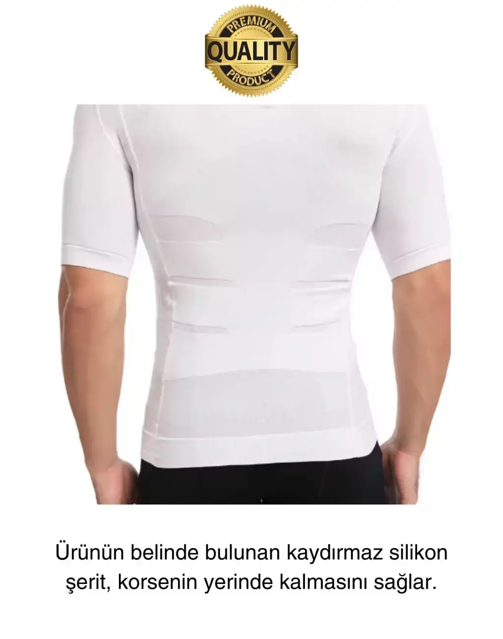 Beyaz Renk Erkek Bel Göğüs Dik Duruş Korsesi Atlet Jinekomasti Göbek Sıkılaştırıcı Toparlayıcı