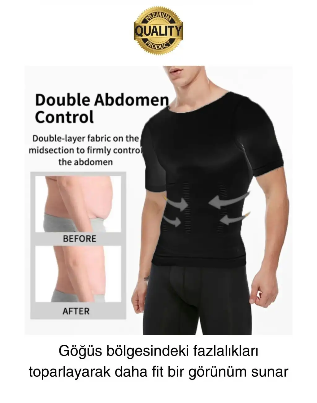 Siyah Renk Erkek Bel Göğüs Dik Duruş Korsesi Atlet Jinekomasti Göbek Sıkılaştırıcı Toparlayıcı