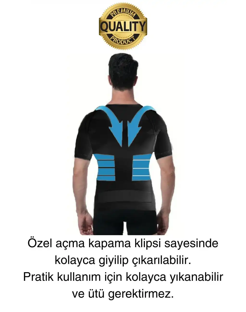 Siyah Renk Erkek Bel Göğüs Dik Duruş Korsesi Atlet Jinekomasti Göbek Sıkılaştırıcı Toparlayıcı