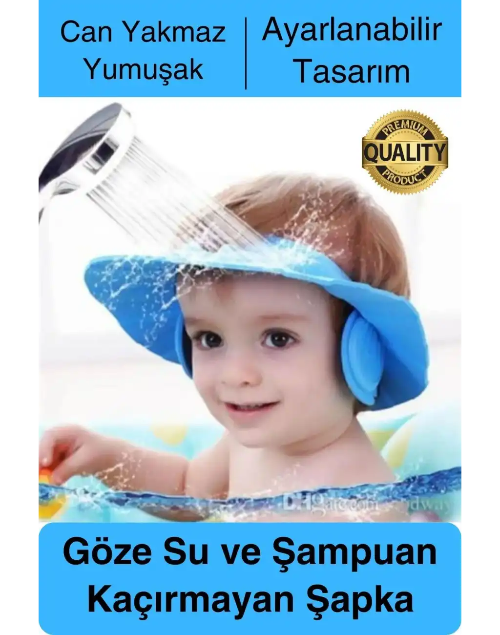 Ayarlanabilir Çocuk Bebek Duş Şapkası Göze Şampuan Su Sabun Kaçmasını Önleyen Koruyucu Banyo