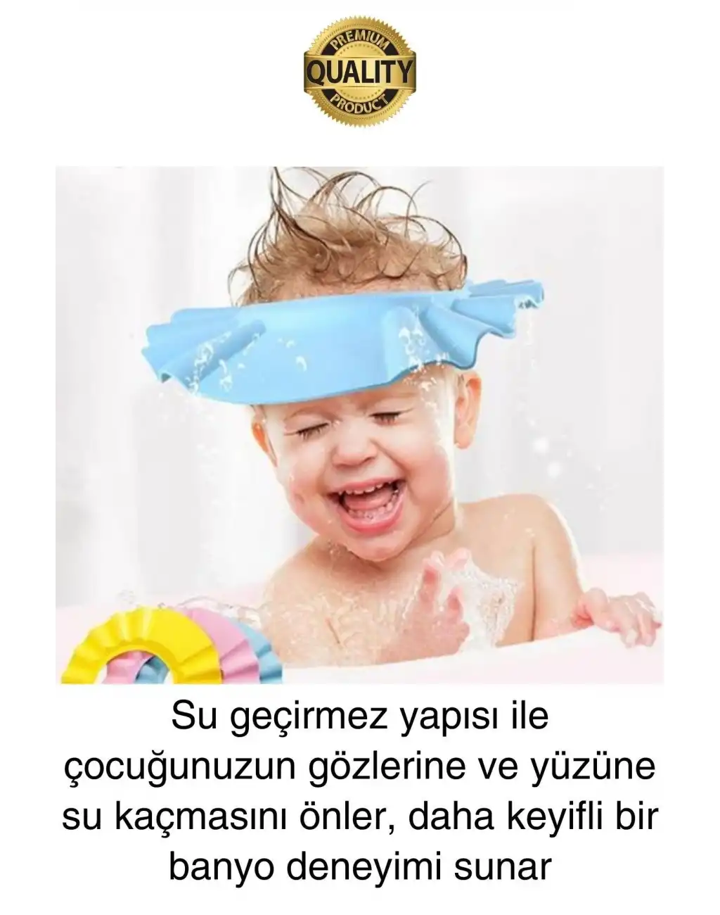 Ayarlanabilir Çocuk Bebek Duş Şapkası Göze Şampuan Su Sabun Kaçmasını Önleyen Koruyucu Banyo