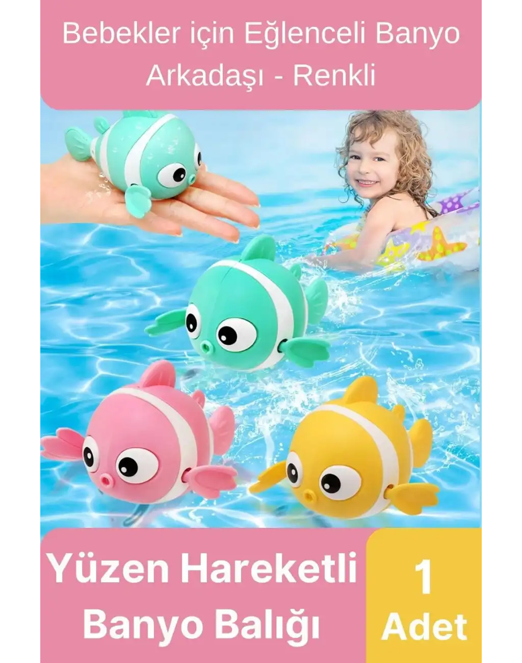 Özel Üretim Banyo Arkadaşı Eğlenceli Bebek Çocuk Renkli Oyuncak Kurmalı Yüzen Hareketli Banyo Balığı