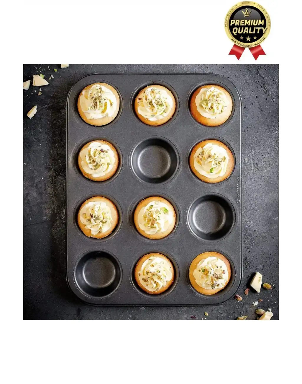 Çok Amaçlı Mutfak Yüksek Isıya Dayanıklı Yıkanabilir Yanmaz Yapışmaz 12li Kek Muffin Cupcake Kalıbı