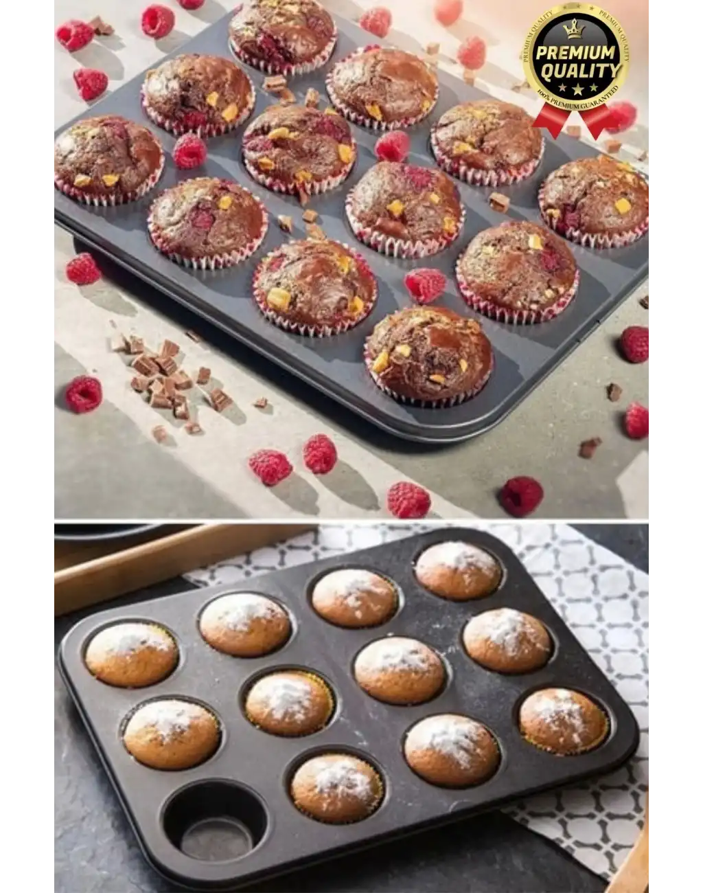 Çok Amaçlı Mutfak Yüksek Isıya Dayanıklı Yıkanabilir Yanmaz Yapışmaz 12li Kek Muffin Cupcake Kalıbı