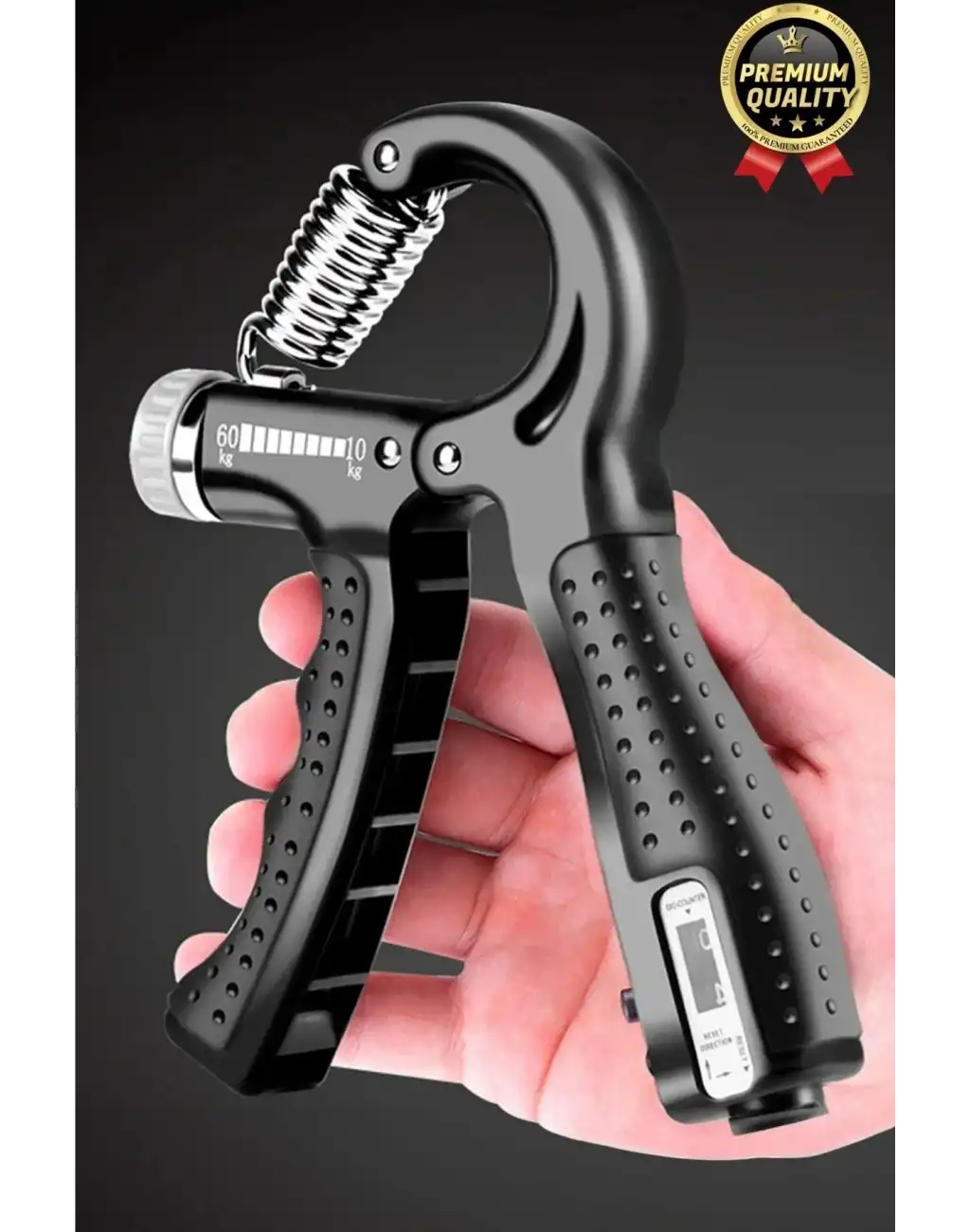 Premium Ayarlanabilir Taşınabilir Fitness Egzersiz Sayaçlı El Yayı 5-60 Kg Bilek Kası Güçlendirici