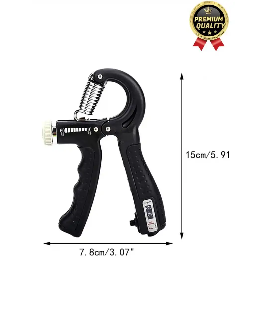 Premium Ayarlanabilir Taşınabilir Fitness Egzersiz Sayaçlı El Yayı 5-60 Kg Bilek Kası Güçlendirici