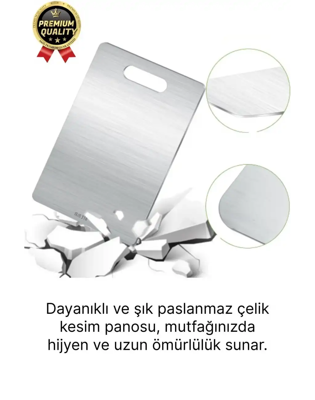 Çok Amaçlı Dayanıklı Kaymaz Yüzey Paslanmaz Çelik Mutfak Sebze Meyve Et Doğrama Lüks Kesme Tahtası