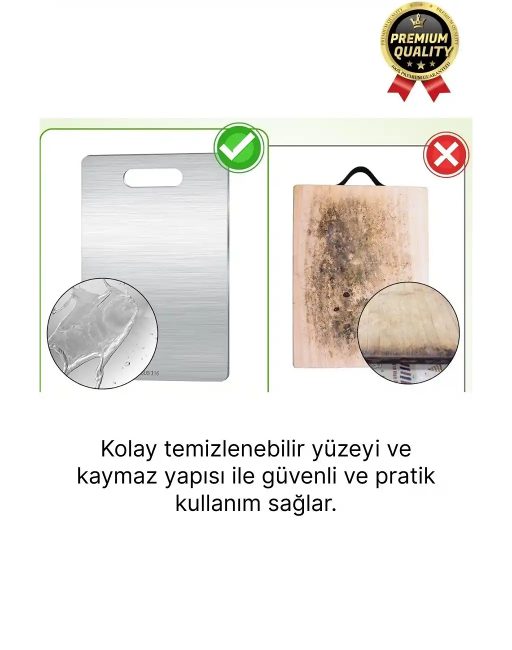 Çok Amaçlı Dayanıklı Kaymaz Yüzey Paslanmaz Çelik Mutfak Sebze Meyve Et Doğrama Lüks Kesme Tahtası