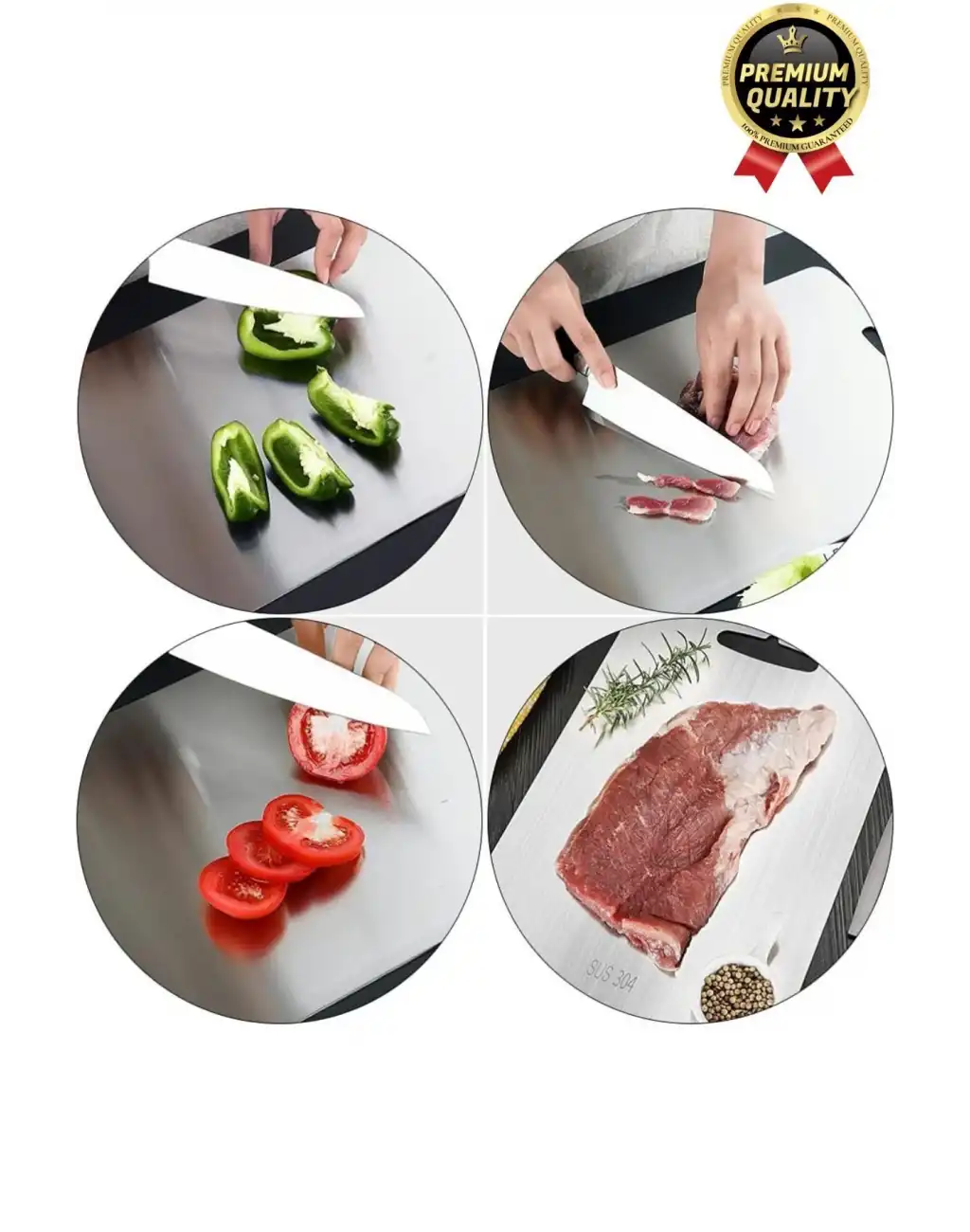Çok Amaçlı Dayanıklı Kaymaz Yüzey Paslanmaz Çelik Mutfak Sebze Meyve Et Doğrama Lüks Kesme Tahtası