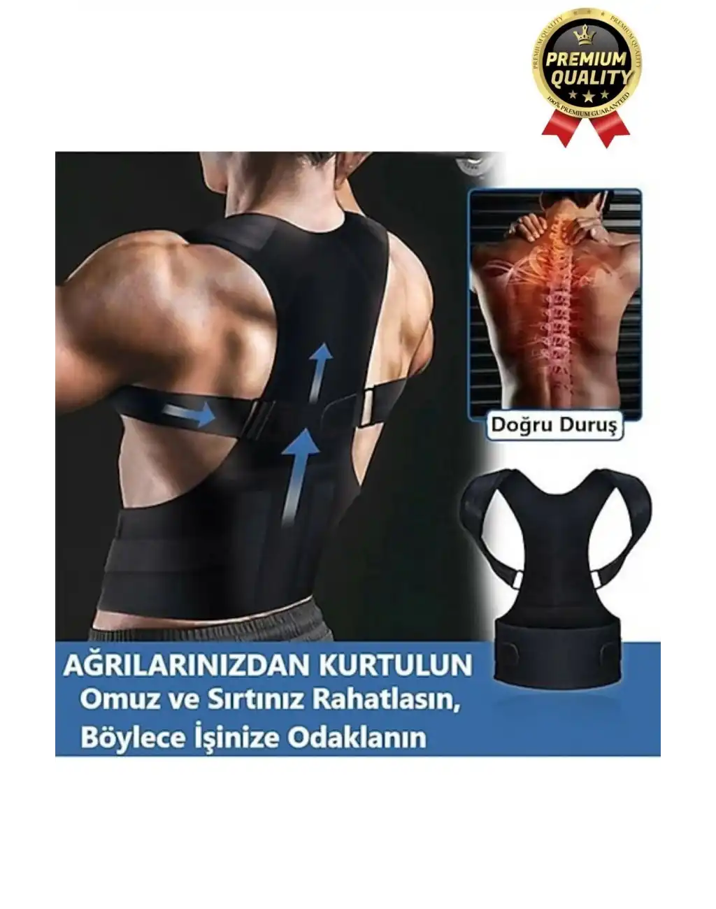 Profesyonel Ortopedik Omurga Sırt Bel Kas Güçlendirici Fıtık Kamburluk Önleyici Dik Duruş Korsesi