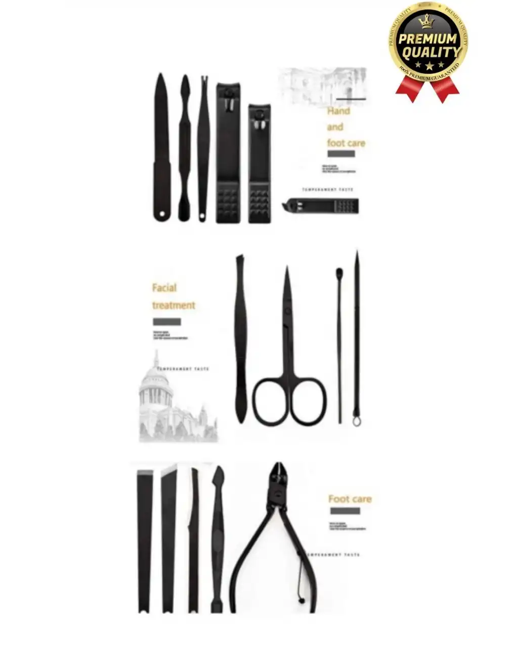 Profesyonel Lüks Paslanmaz Çok Fonksiyonlu El Ayak Tırnak Bakımı Deri Cüzdanlı Manikür Seti 15 Parça