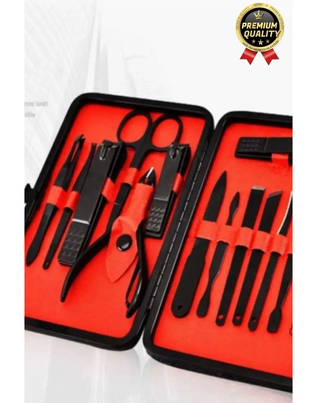 Profesyonel Lüks Paslanmaz Çok Fonksiyonlu El Ayak Tırnak Bakımı Deri Cüzdanlı Manikür Seti 15 Parça