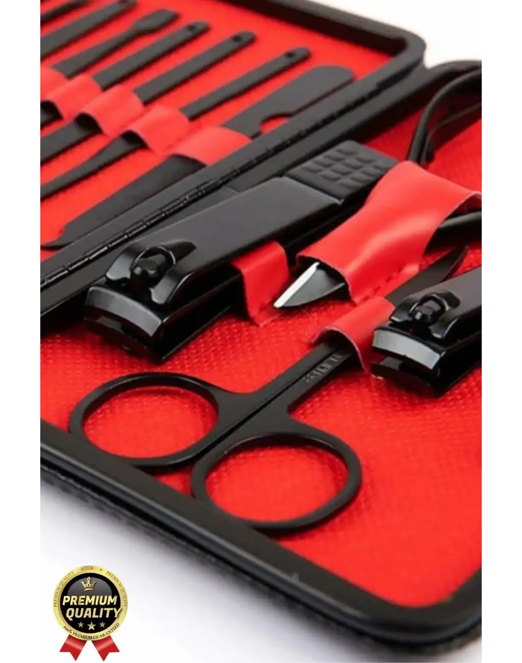 Profesyonel Lüks Paslanmaz Çok Fonksiyonlu El Ayak Tırnak Bakımı Deri Cüzdanlı Manikür Seti 15 Parça