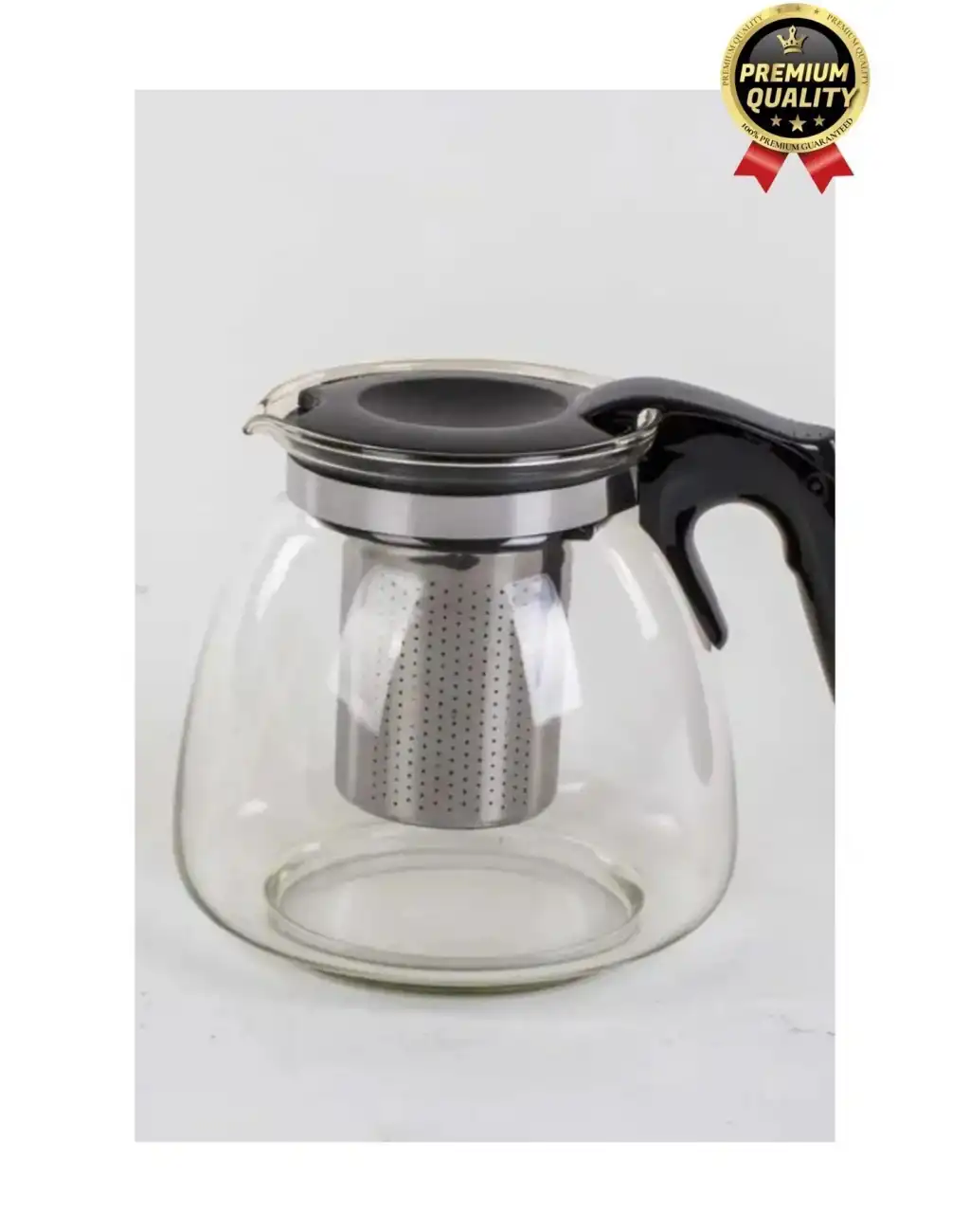 Özel Üretim Isıya Dayanıklı Bitki Çayı Şeffaf Büyük Çelik Süzgeçli Cam Çaydanlık Demlik 1.1 Litre